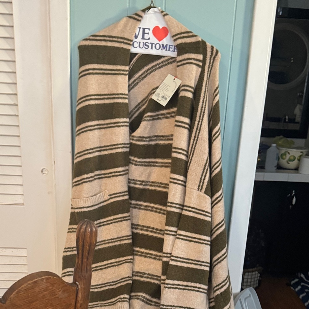 Knox Rose Green and Cream Striped Sweater